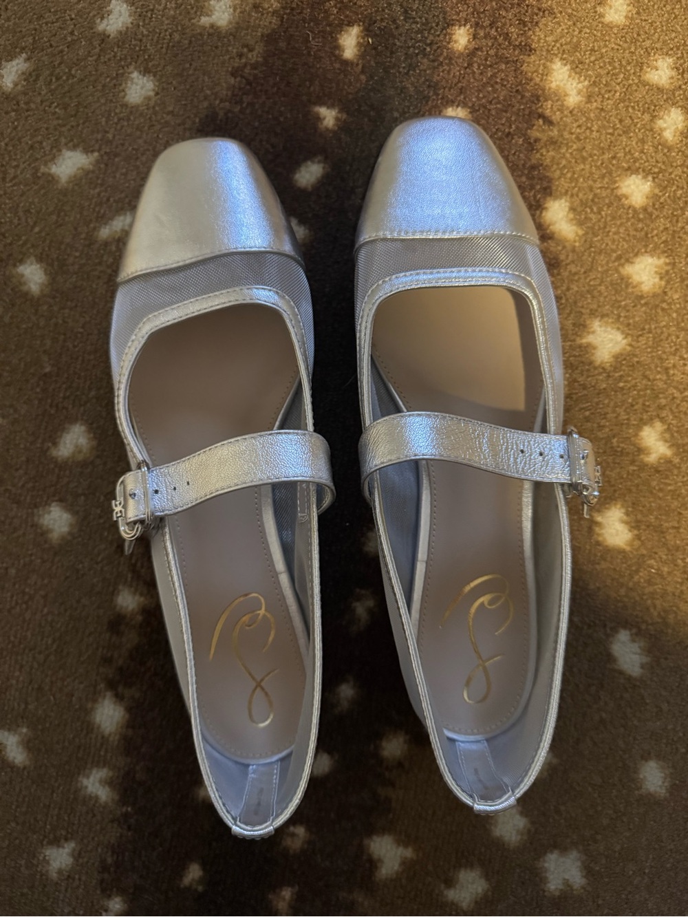 Sam Edelman Silver Mary Jane Flats with Buckle